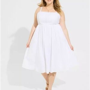 Torrid Midi Voile White Pleated Bodice Sleeveless Dress New w/o tag Never Worn